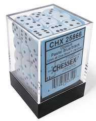 Chessex Dice: 12mm D6 36ct Opaque Pastel Blue Black CHX25866